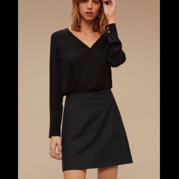 NWT Wilfred Essonne Skirt in Heather Charcoal - Picture 2 of 5